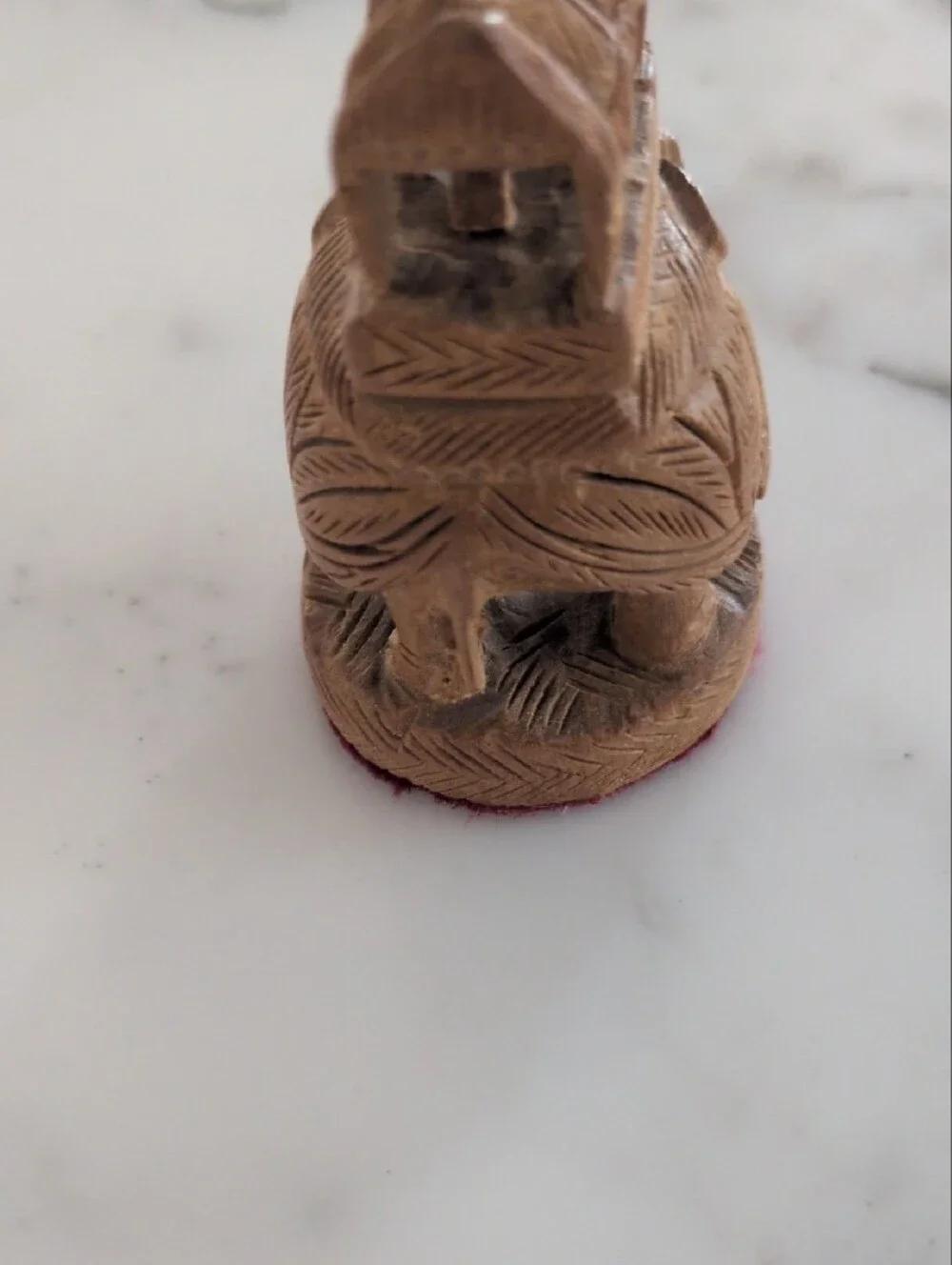 Hand-Carved Wooden Elephant Accent - Brown
